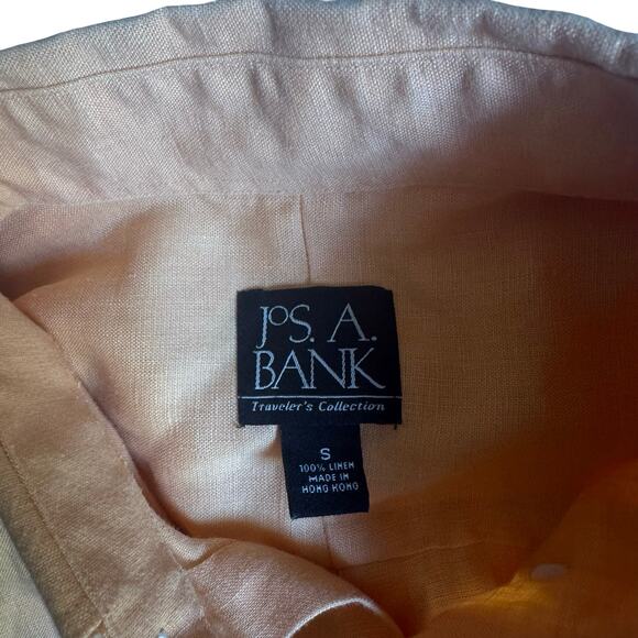 Jos. A. Bank Linen Shirt Men's S Orange Short Sleeve Button Down Traveler's - Picture 3 of 7